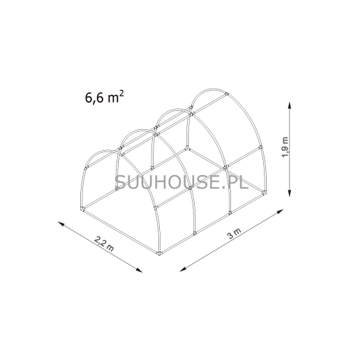 Tunel foliowy BV3 [6,6 m2] 3 x 2,2 x 1,9 m